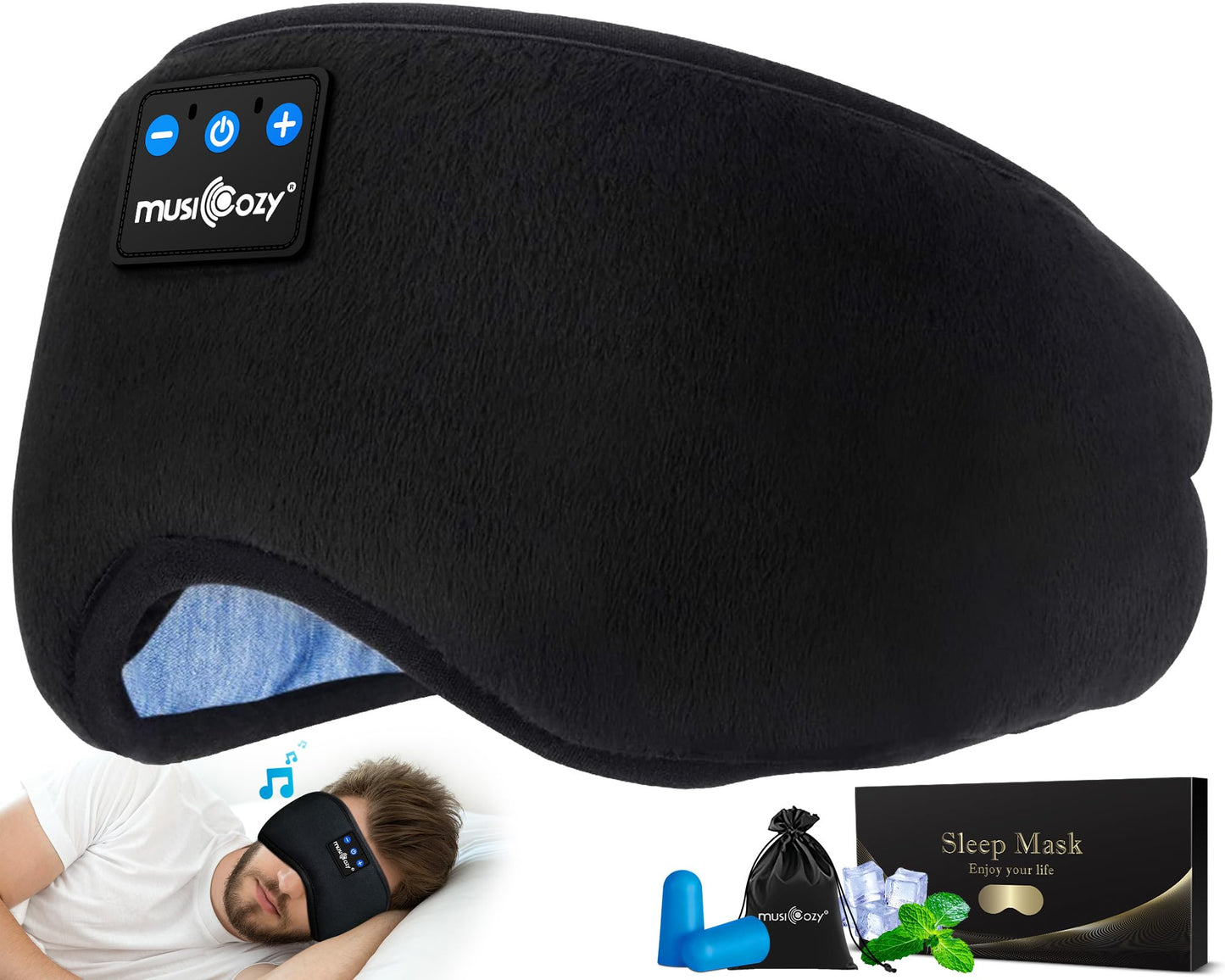 MUSICOZY Bluetooth Sleep Mask with HD Audio