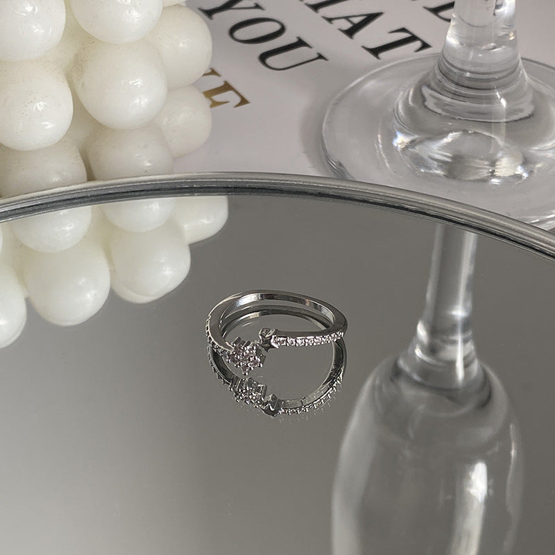 Exquisite Zircon Cross Asterism Ring for Women