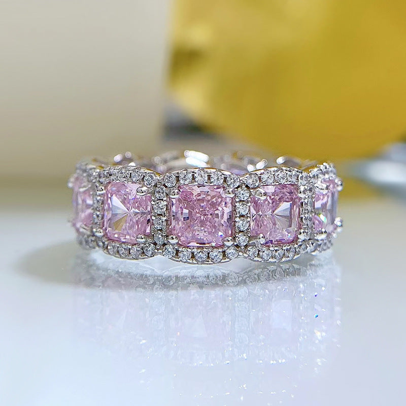 Luxury S925 Sterling Silver High Carbon Diamond Ring