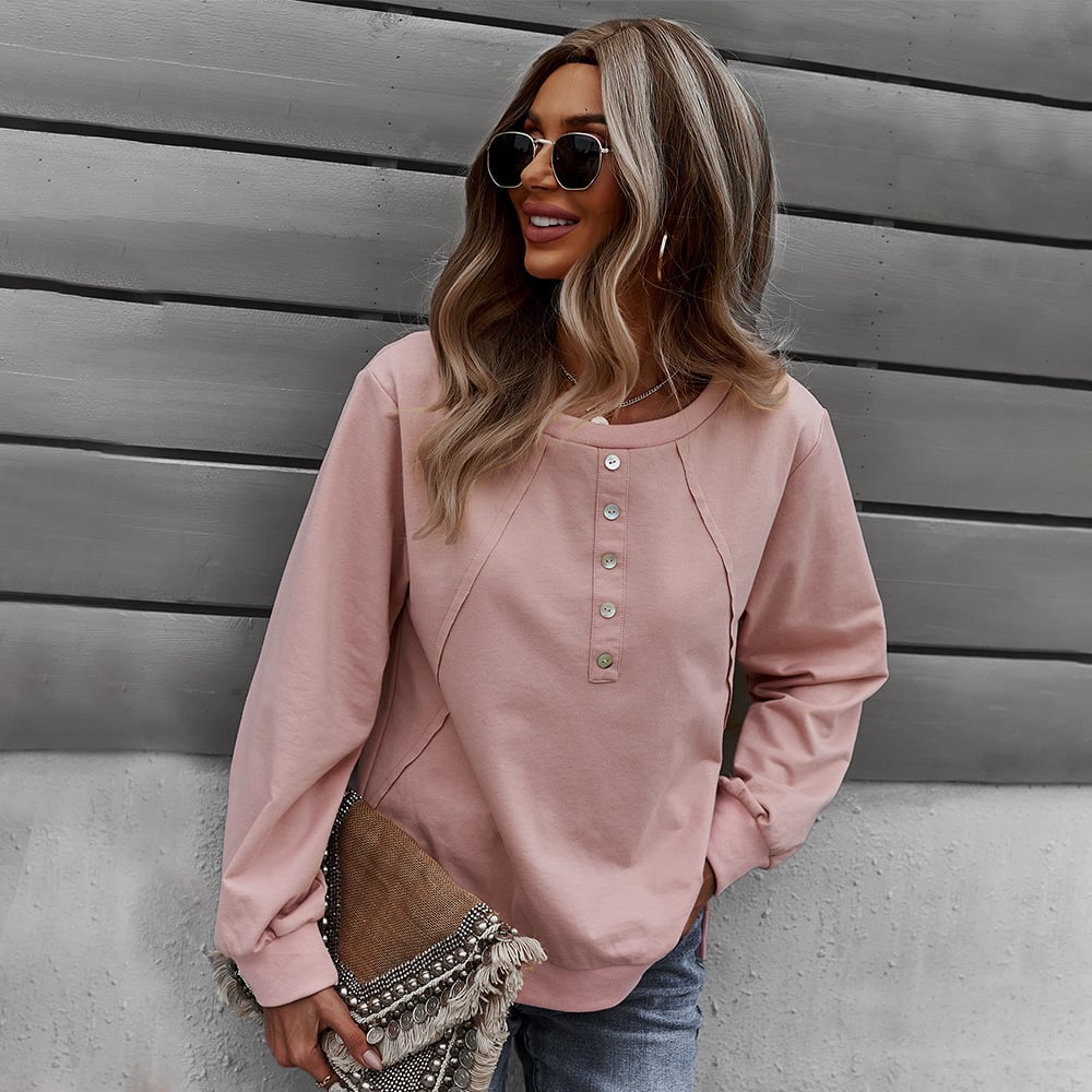 Trendy Women's Long-Sleeved Round Neck Sweater