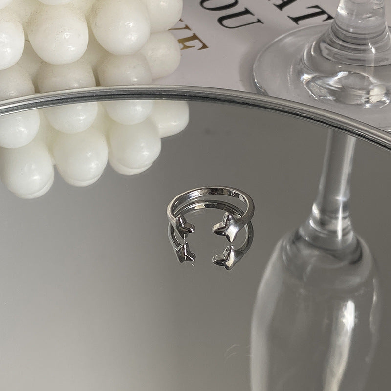 Exquisite Zircon Cross Asterism Ring for Women