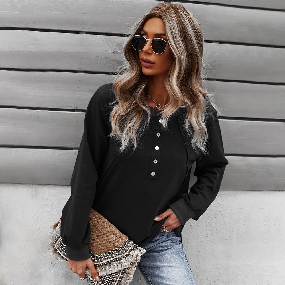 Trendy Women's Long-Sleeved Round Neck Sweater