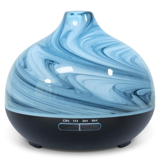 Essential Oil Diffuser Electric Aromatherapy Diffuser Art Glass Ultrasonic Fragrance Oil Diffuser with 4 Mist Mode 7 Changing Colors Auto-Shut Off Function for Home Office - 300ml Grey