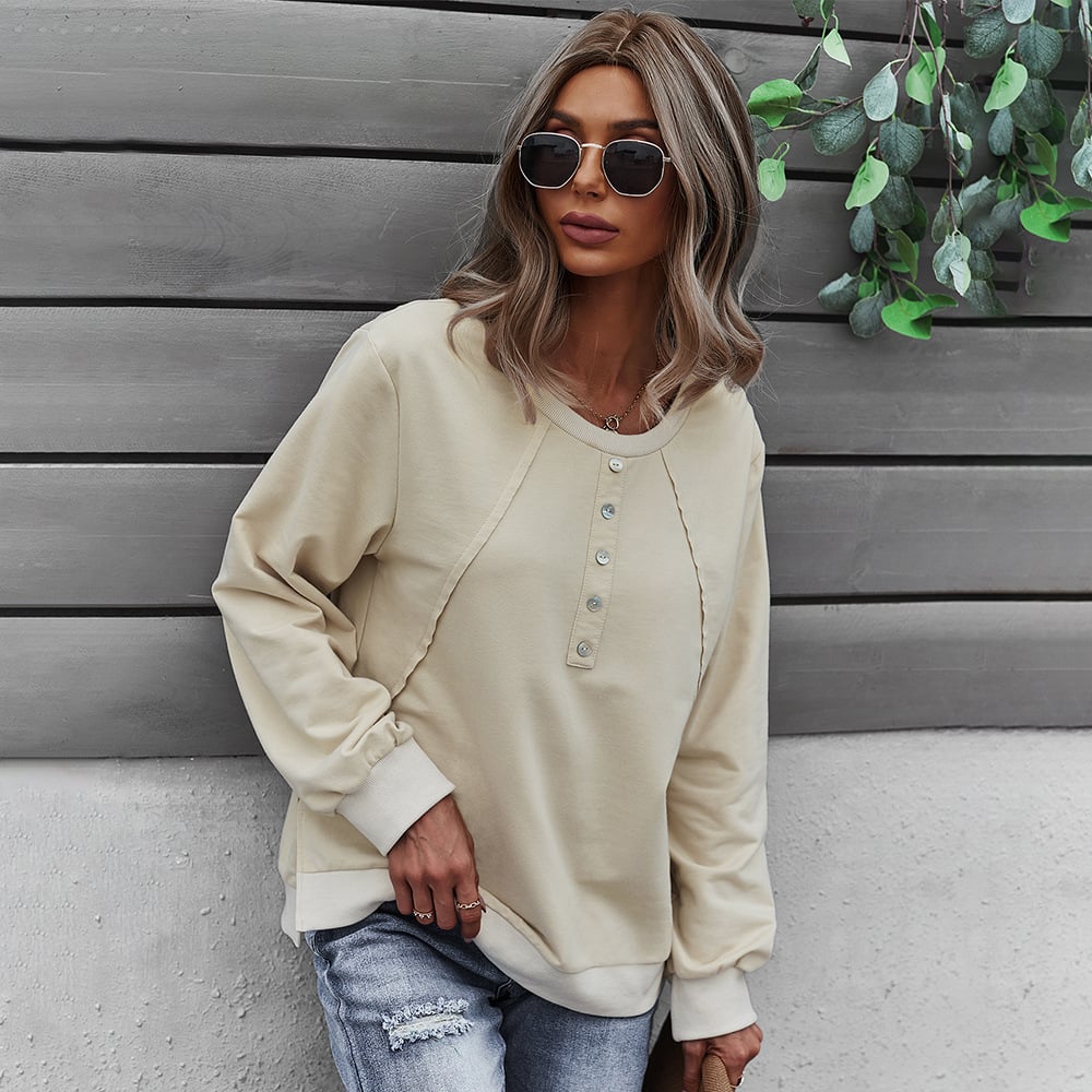 Trendy Women's Long-Sleeved Round Neck Sweater