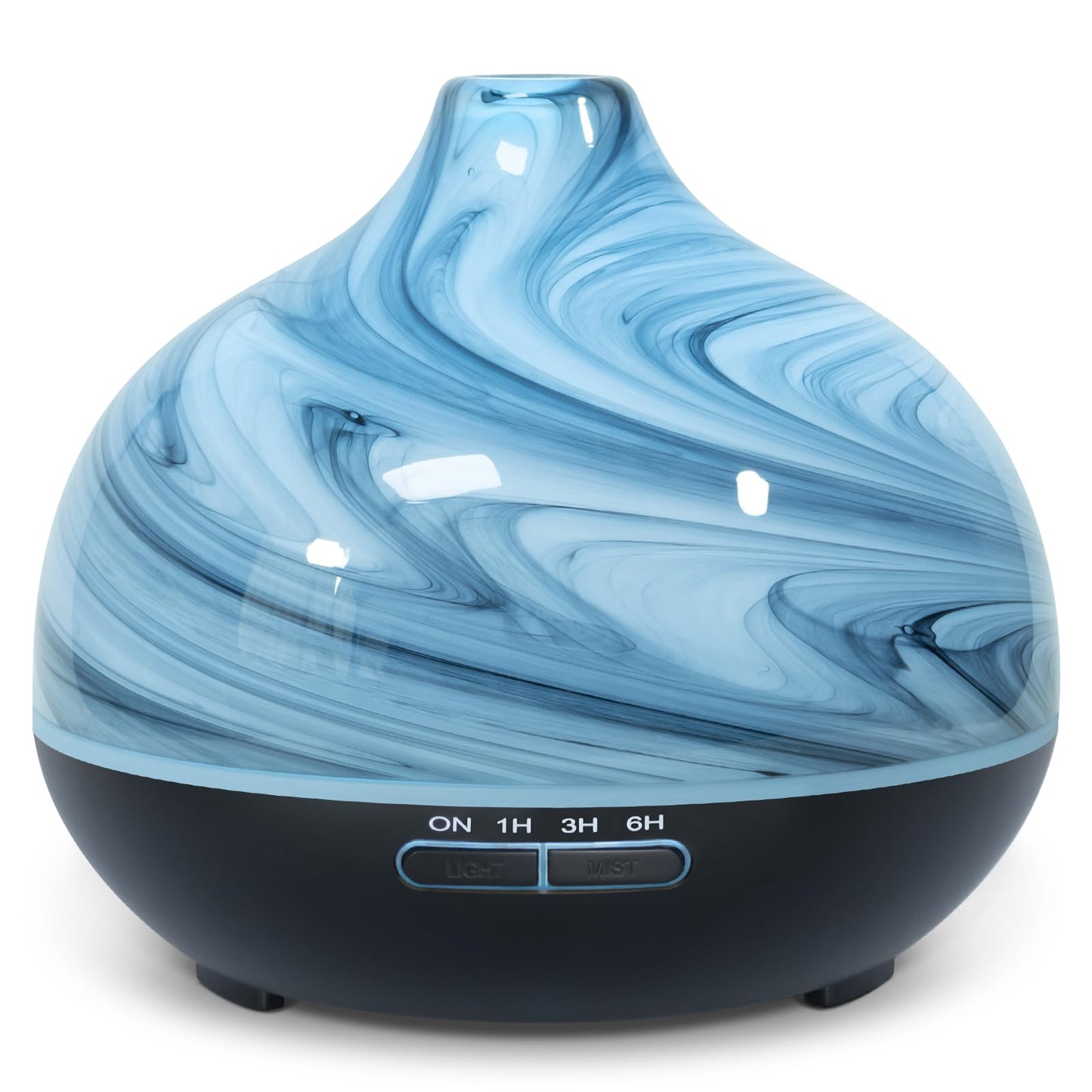 Essential Oil Diffuser Electric Aromatherapy Diffuser Art Glass Ultrasonic Fragrance Oil Diffuser with 4 Mist Mode 7 Changing Colors Auto-Shut Off Function for Home Office - 300ml Grey