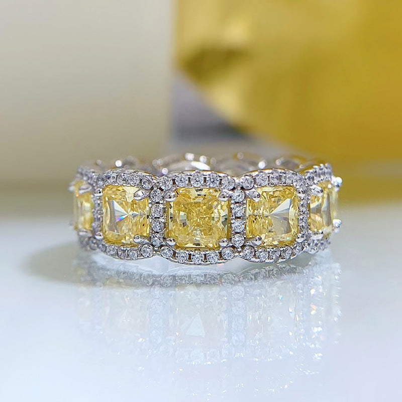 Luxury S925 Sterling Silver High Carbon Diamond Ring