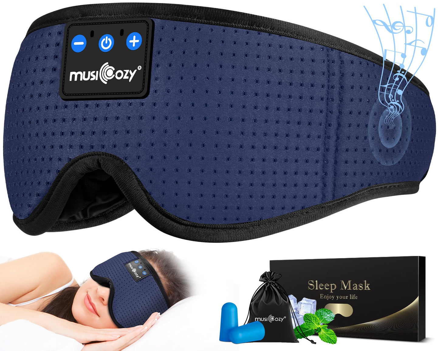 MUSICOZY Bluetooth Sleep Mask with HD Audio