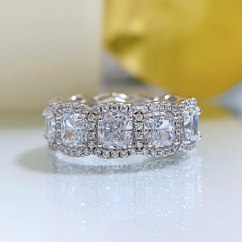 Luxury S925 Sterling Silver High Carbon Diamond Ring
